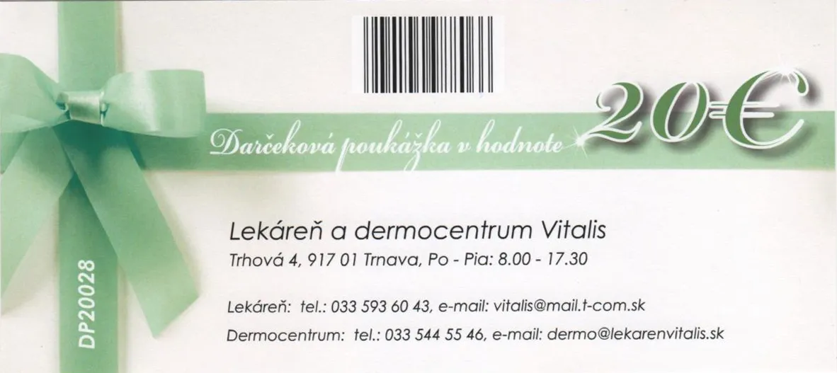 Darčeková poukážka v hodnote 20 €