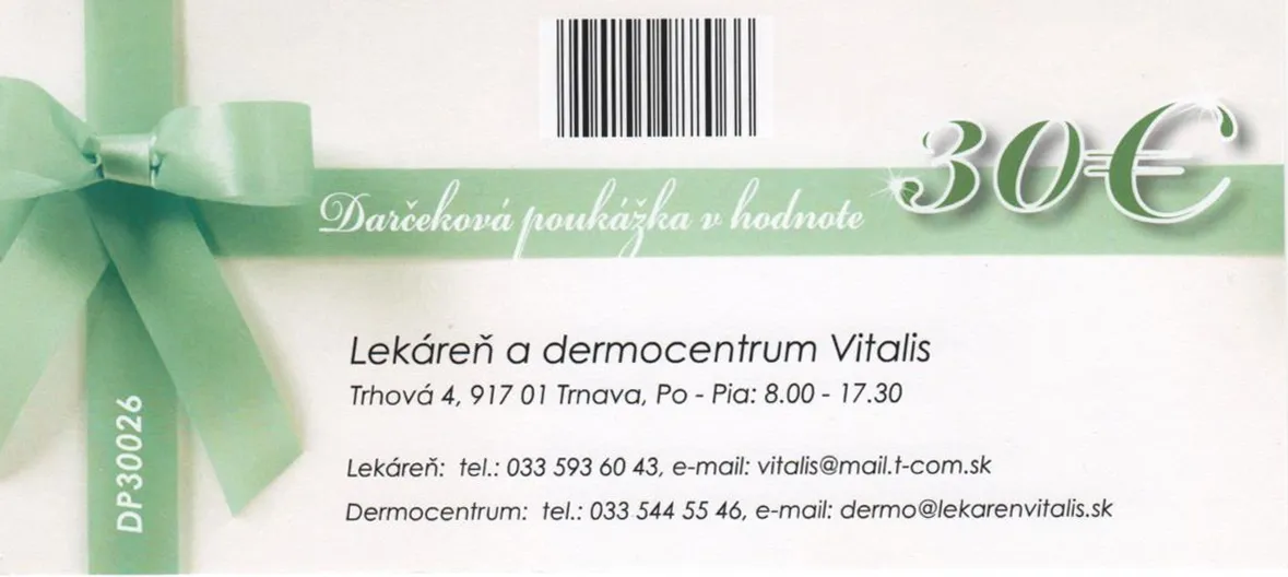 Darčeková poukážka v hodnote 30 €